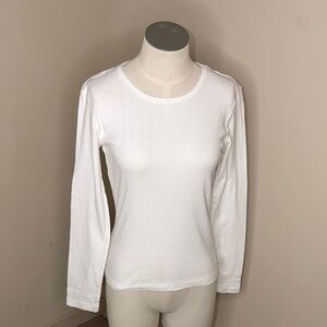 EUC Leset Pointelle Slim Fit Long Sleeve White t-Shirt Tee Small
